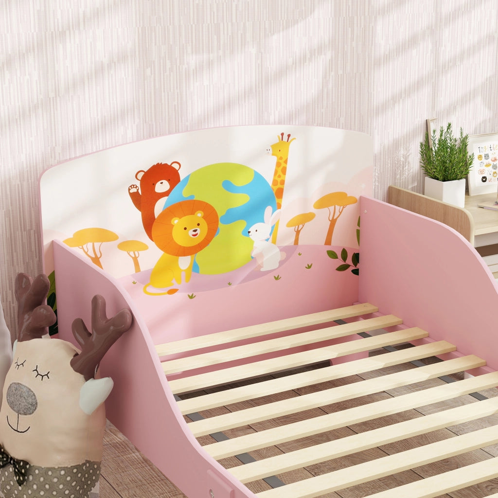 Letto per Bambini 3+ Anni 143x77x60 cm con Bordi e Sponde Rialzati in MDF Rosa