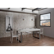 Tavolo allungabile 200/304x90 cm Tecno telaio Antracite - Bianco Frassino