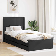 Struttura del letto con stoccaggio e testata Nero 75 x 190 cm 3414348