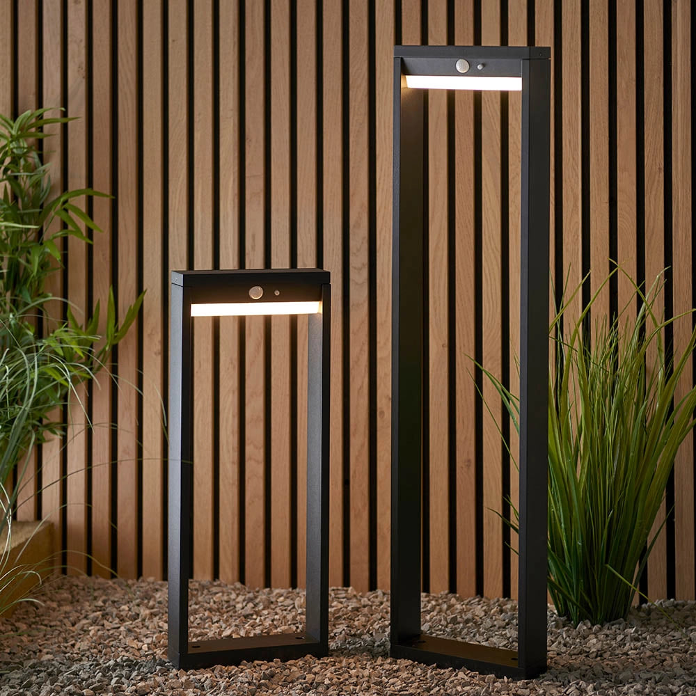 Paletto solare LED 5,8W PIR crepuscolare 80cm nero Endon