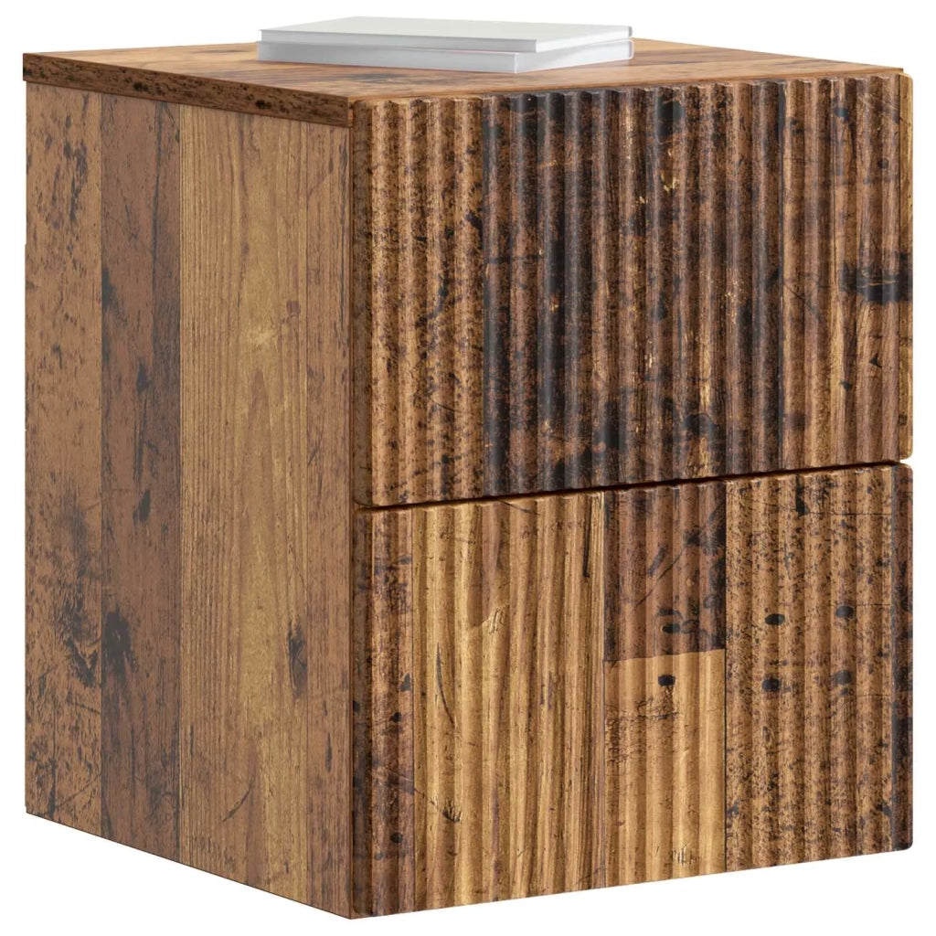 Mobiletto da notte a muro 2 pcs Legno antico 33 x 34,5 x 40 cm 898482