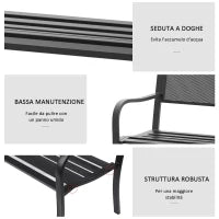 Panchina da Esterno Panca da Giardino Max 240kg Metallo 127 × 60 × 85cm Nero