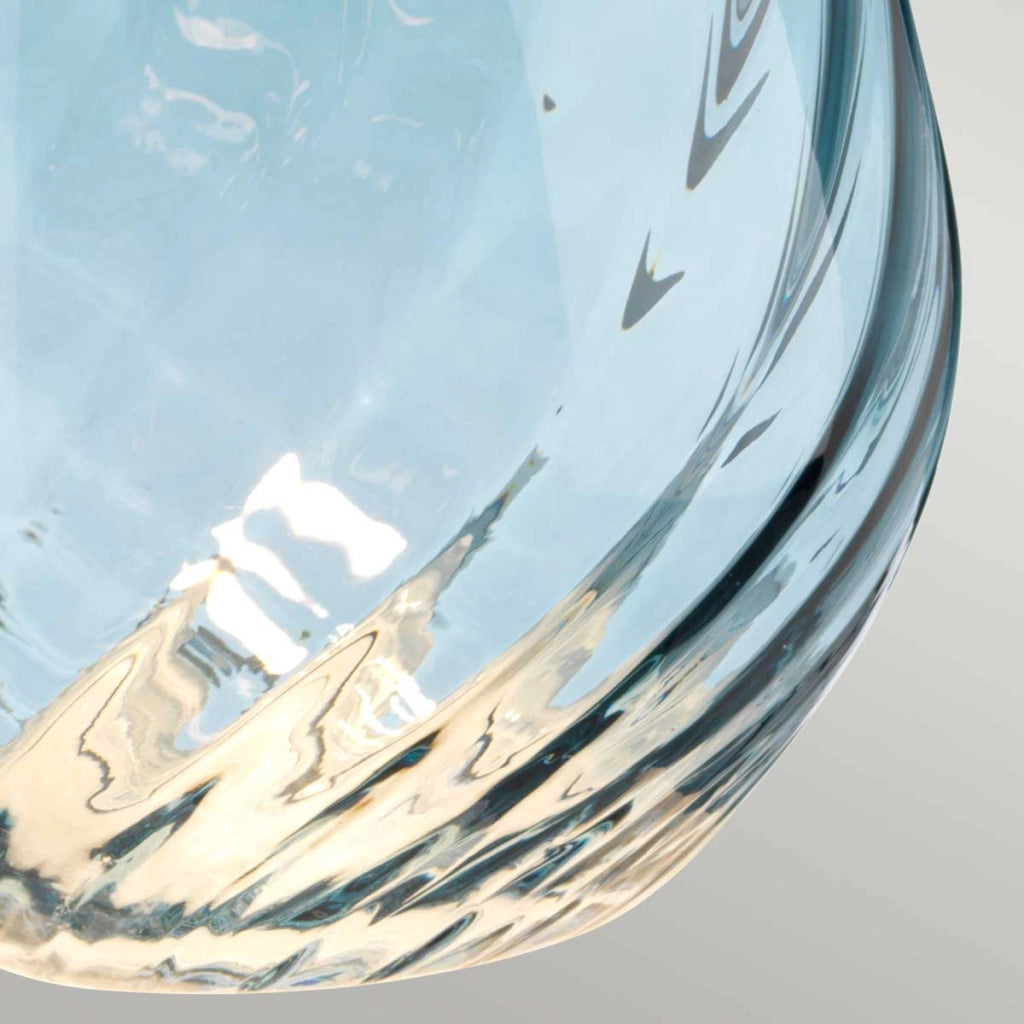 Lampada da tavolo Lena blu vetro, paralume 60cm E27 Elstead