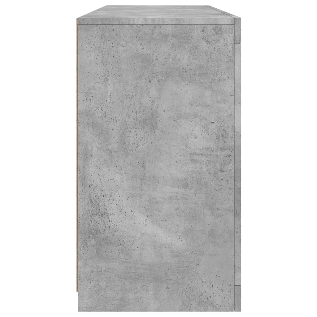 Credenza con Luci LED-Buffet-Armadio da cucina Grigio Cemento 142,5x37x67 cm 522116