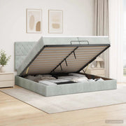 Letto ottomano con materasso Grigio Chiaro 200 x 200 cm Velluto 3457671