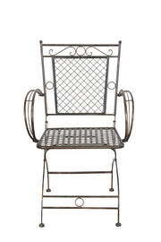 Biscottini Sedia poltrona con braccioli in ferro battuto finitura ruggine anticata 60x51x96 cm