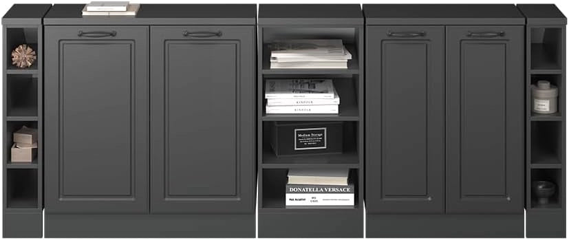 Set di mobili sottotetto Rion, Antracite casa di campagna, 210 cm Set di 5 carcasse armadio profondità 60 cm, adatto per il salvaspazio sotto tetti spioventi