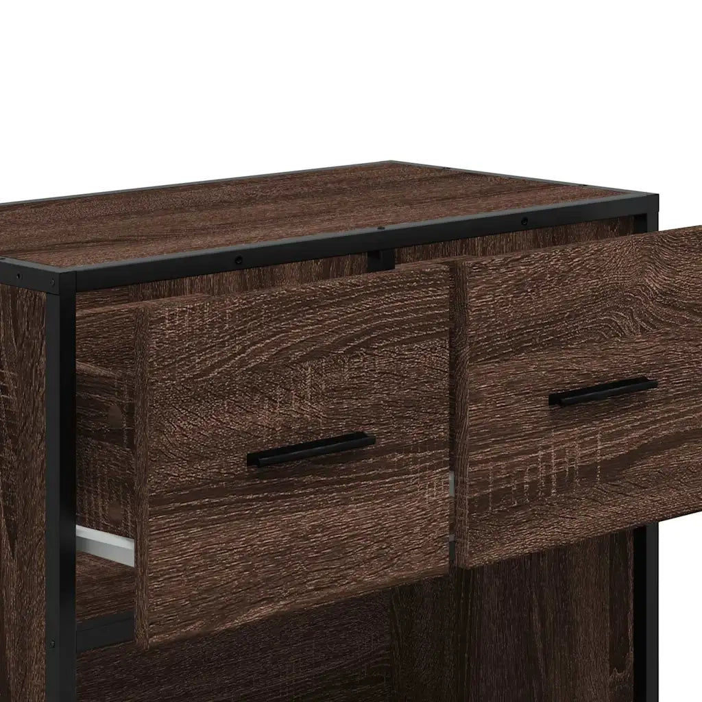 Comodino Rovere Marrone 60x31x60 cm Legno Multistrato e Metallo 848698