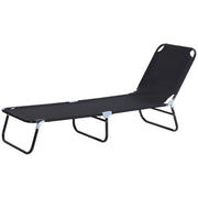 Lettino Prendisole da Giardino Pieghevole 188x56x28cm in Acciaio e tessuto Oxford Nero