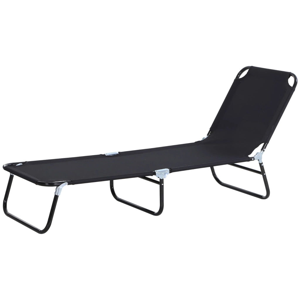 Lettino Prendisole da Giardino Pieghevole 188x56x28cm in Acciaio e tessuto Oxford Nero