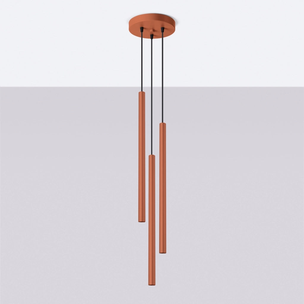 Lampada sospesa moderna ocra rossa Ø20 3xG9 Velino