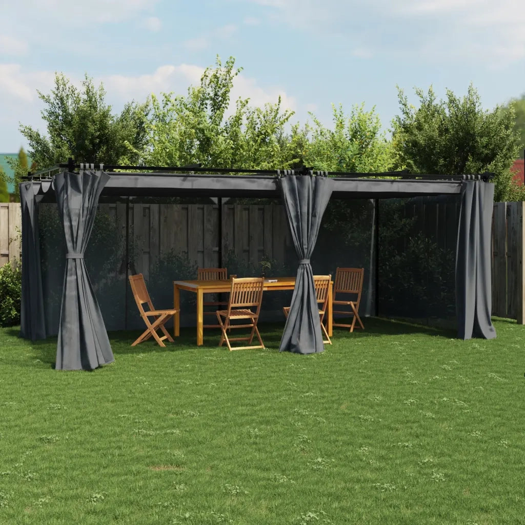 vidaXL Gazebo con Tende Antracite 6x3 m in Acciaio