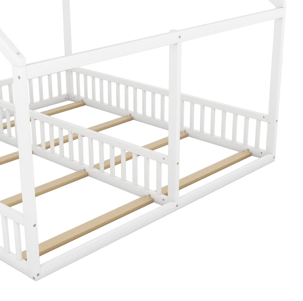 Letto per bambini 2 in 1 a casetta 90x200 cm bianco