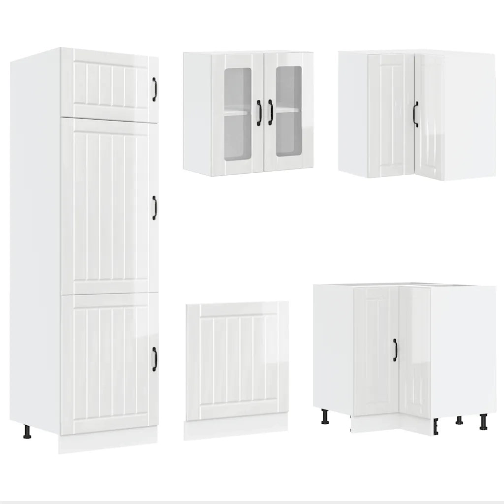 Set Mobili da Cucina 14 pz Lucca Bianchi Lucido in Truciolato 3314983