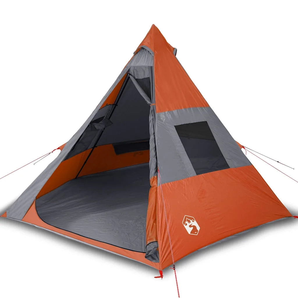 Tenda da Campeggio Tipi 7 Persone-Tenda per Famiglie Arancione Impermeabile