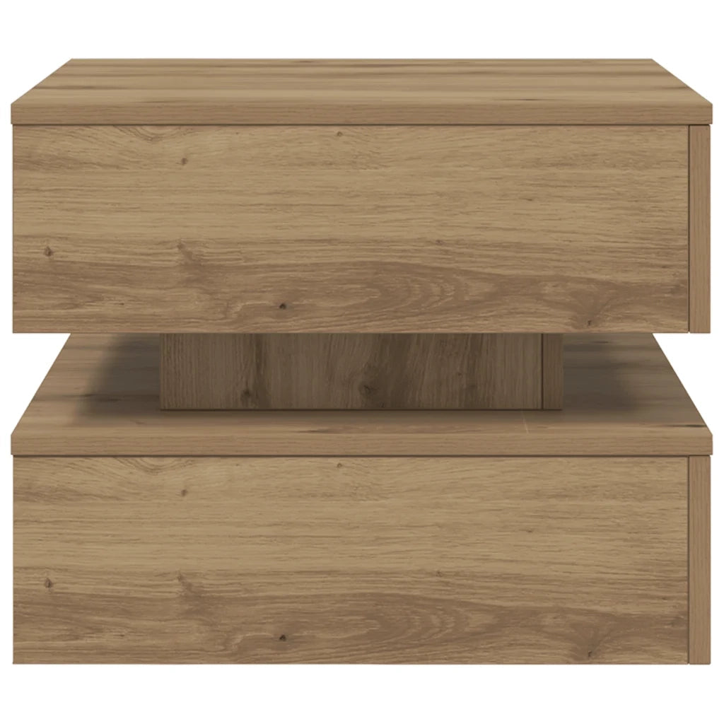 Tavolino da Salotto con Luci LED-Tavolino da soggiorno Rovere Artigianale 50x50x40 cm 973950