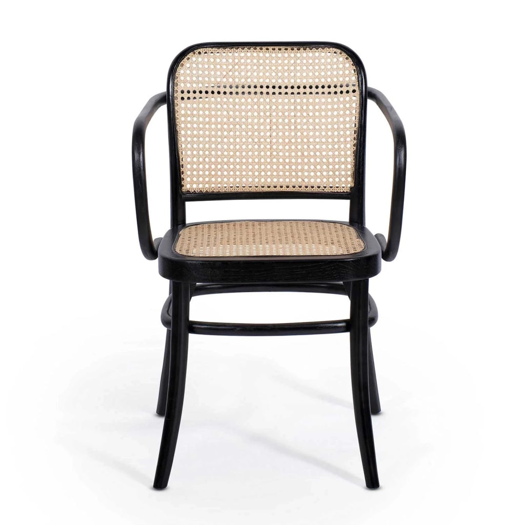 LÚZETE - SEDIA HANNAH CON BRACCIOLI IN LEGNO NERO RATTAN