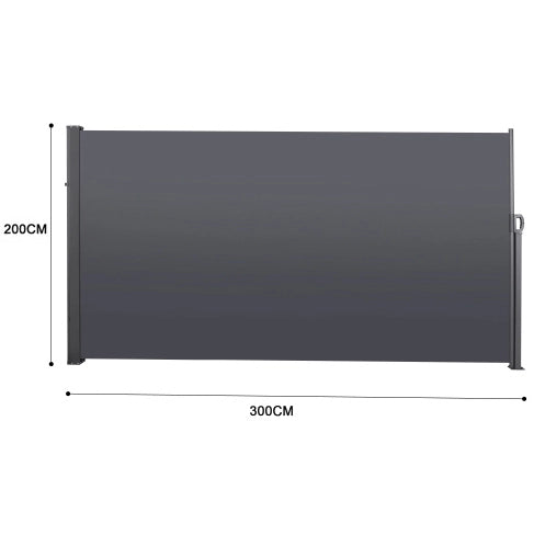 Tenda da balcone laterale estraibile 3 m impermeabile e frangivista; grigio scuro