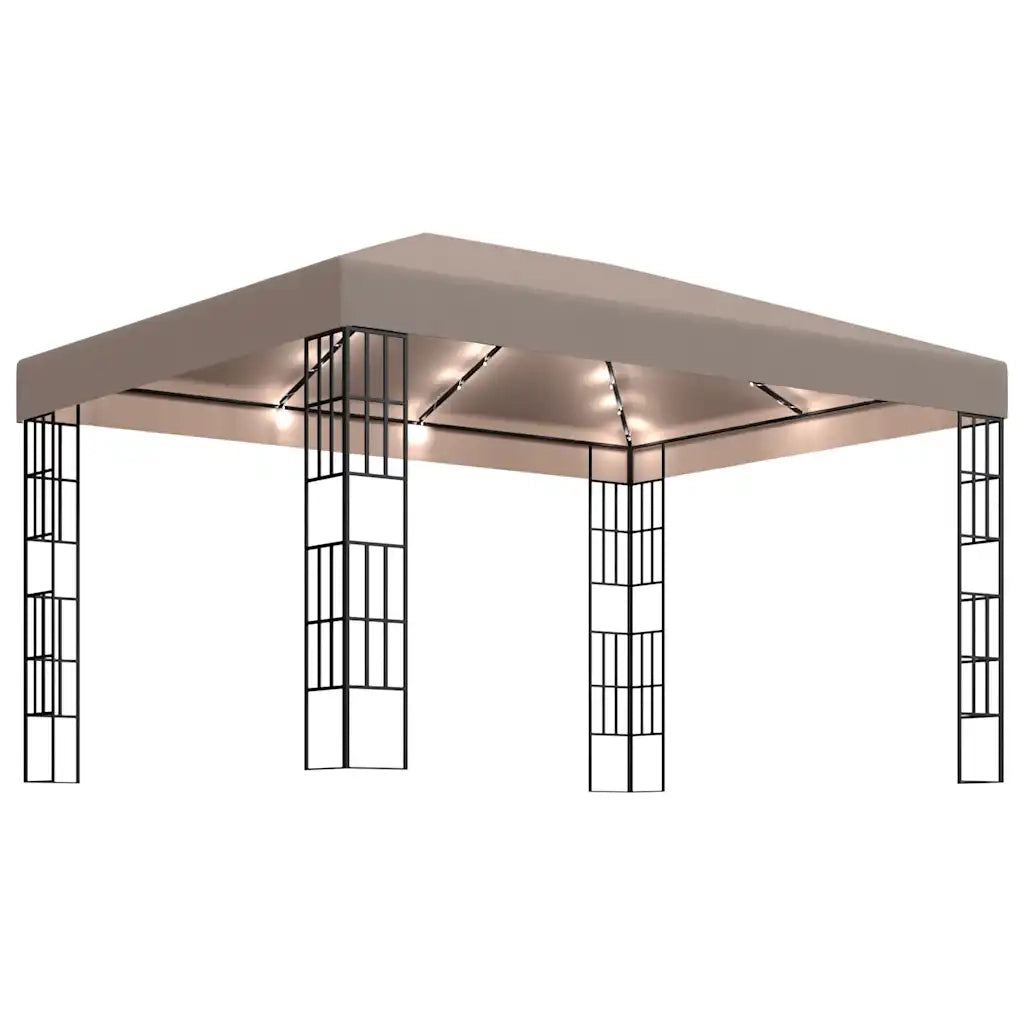 Gazebo con Luci a Stringa LED 4x3 m Grigio Talpa