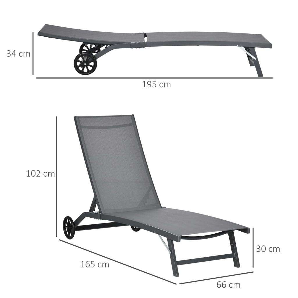 Lettino da sole pieghevole in alluminio con textilene ¨C zephmum ¨C 2 pezzi grigio scuro
