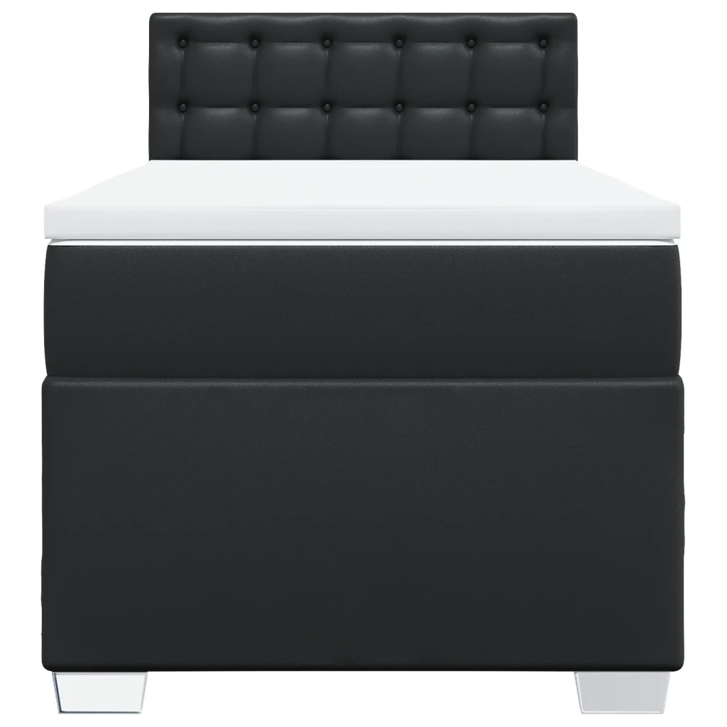 Giroletto a Molle con Materasso-Struttura Letto Nero 80x200 cm in Similpelle 255911