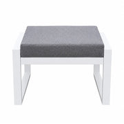 Tempo Style - Pouf MIKONOS in alluminio bianco/grigio | Resistente alle intemperie | Con morbido cuscino sfoderabile | Per ambienti esterni come giardino, balcone, terrazza