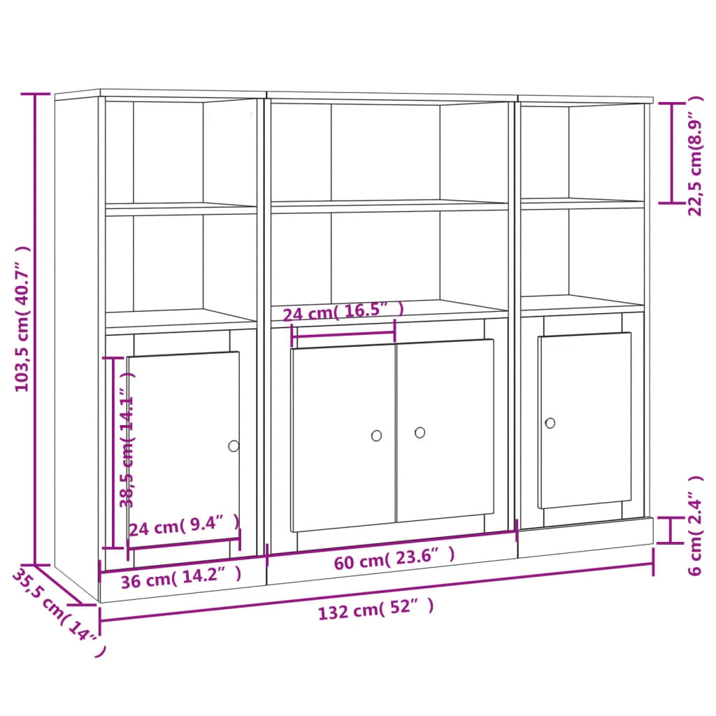 Buffet credenza cassettiera armadio mobile contenitore organizer per cucina soggiorno salotti 3 pezzi legno ingegnerizzato Sonoma grigio 02_0037182