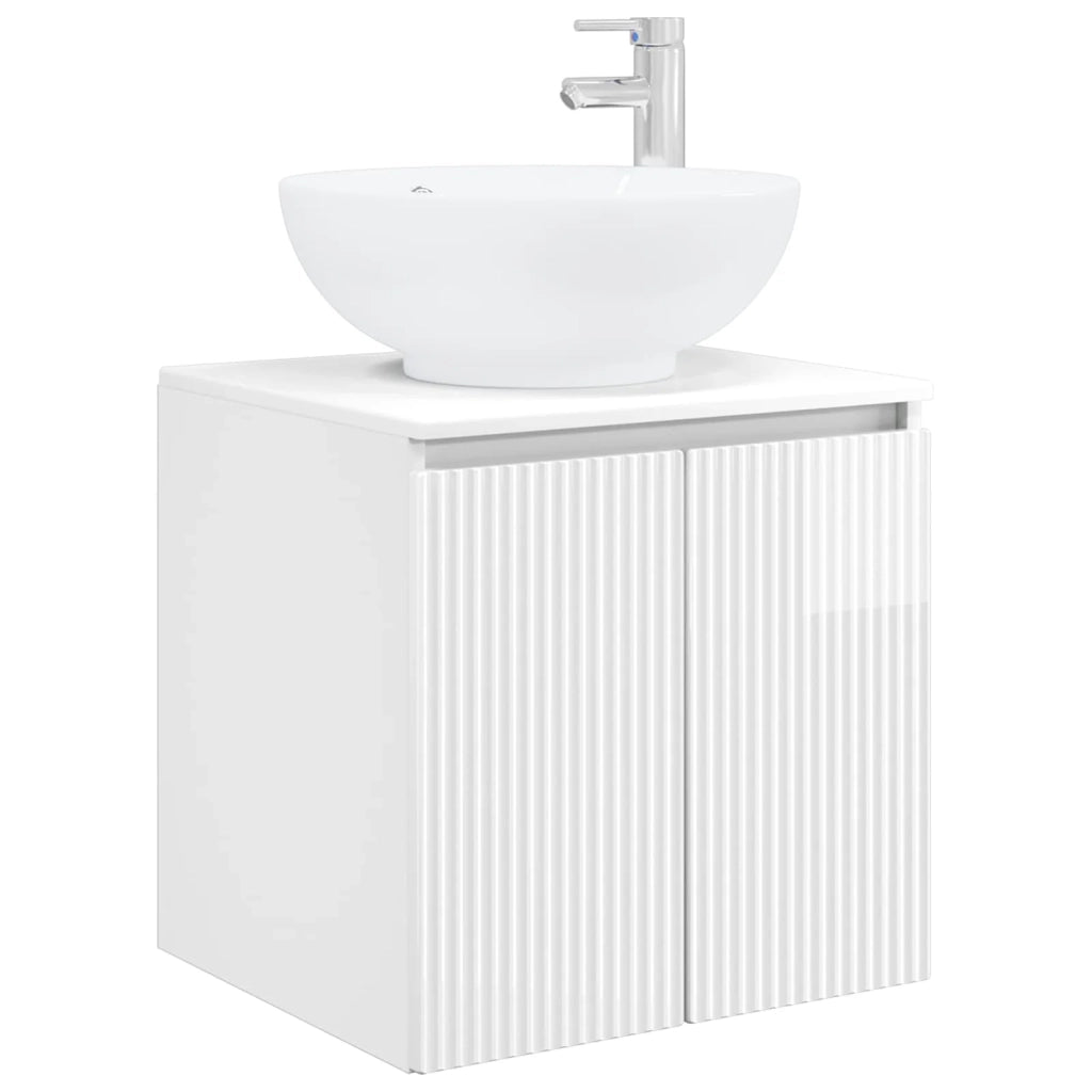 Mobile Lavabo da Parete Bianco Lucido 49,5 x 44,5 x 65 cm