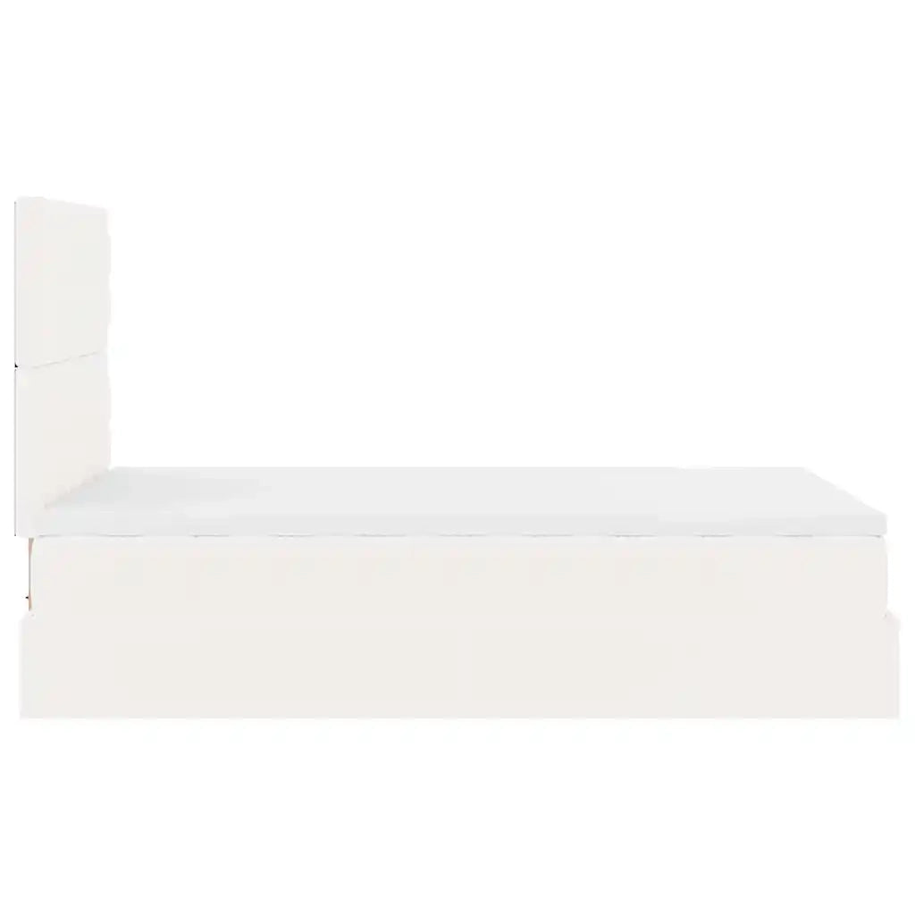 Struttura Letto Pouf con Materasso Bianco 120x190 cm Similpelle 3313841