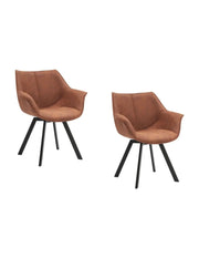Set di 2 sedie design COMFY girevoli a 180° in microfibra marrone e piedi neri