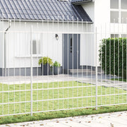 Recinzione da Giardino  con Parte Superiore a Archi Bianca 6,8x2 m Acciaio