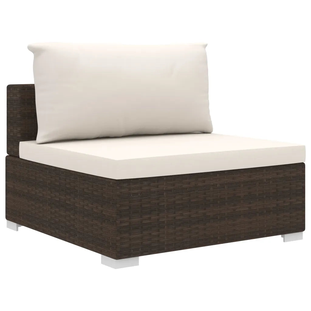 Set Divani da Giardino 10 pz con Cuscini in Polyrattan Marrone