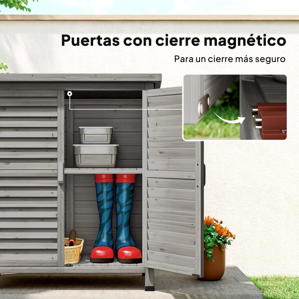 Casetta da Giardino in Legno con Ripiani ¨C Zephmum ¨C Grigio 87x46.5x96.5 cm