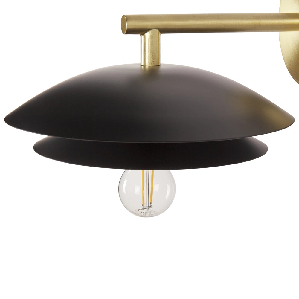 Lampada da parete moderna con base in metallo nero e paralume a cono camera da letto soggiorno glamour