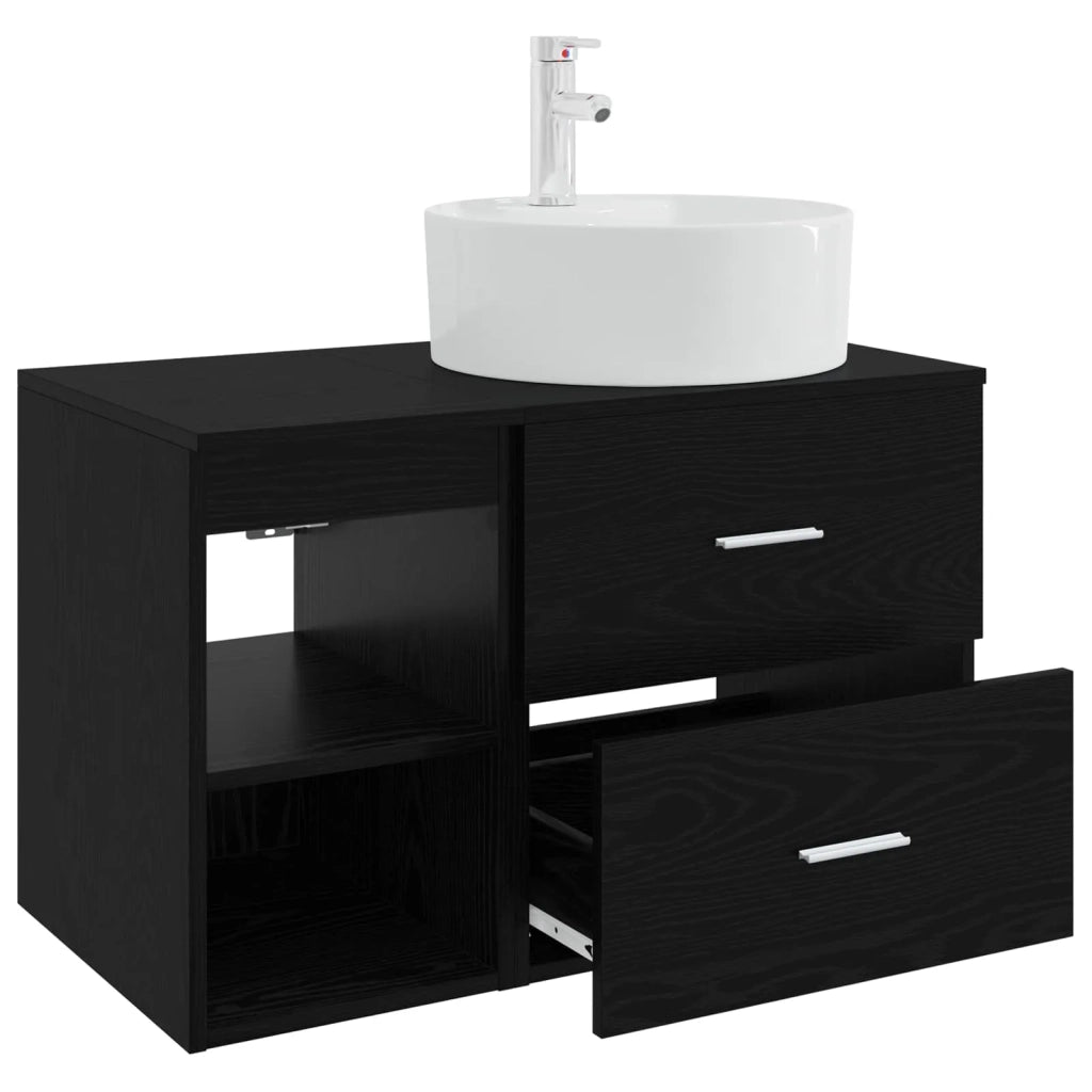Set di mobili per il bagno 2 pcs Rovere Nero 3403905