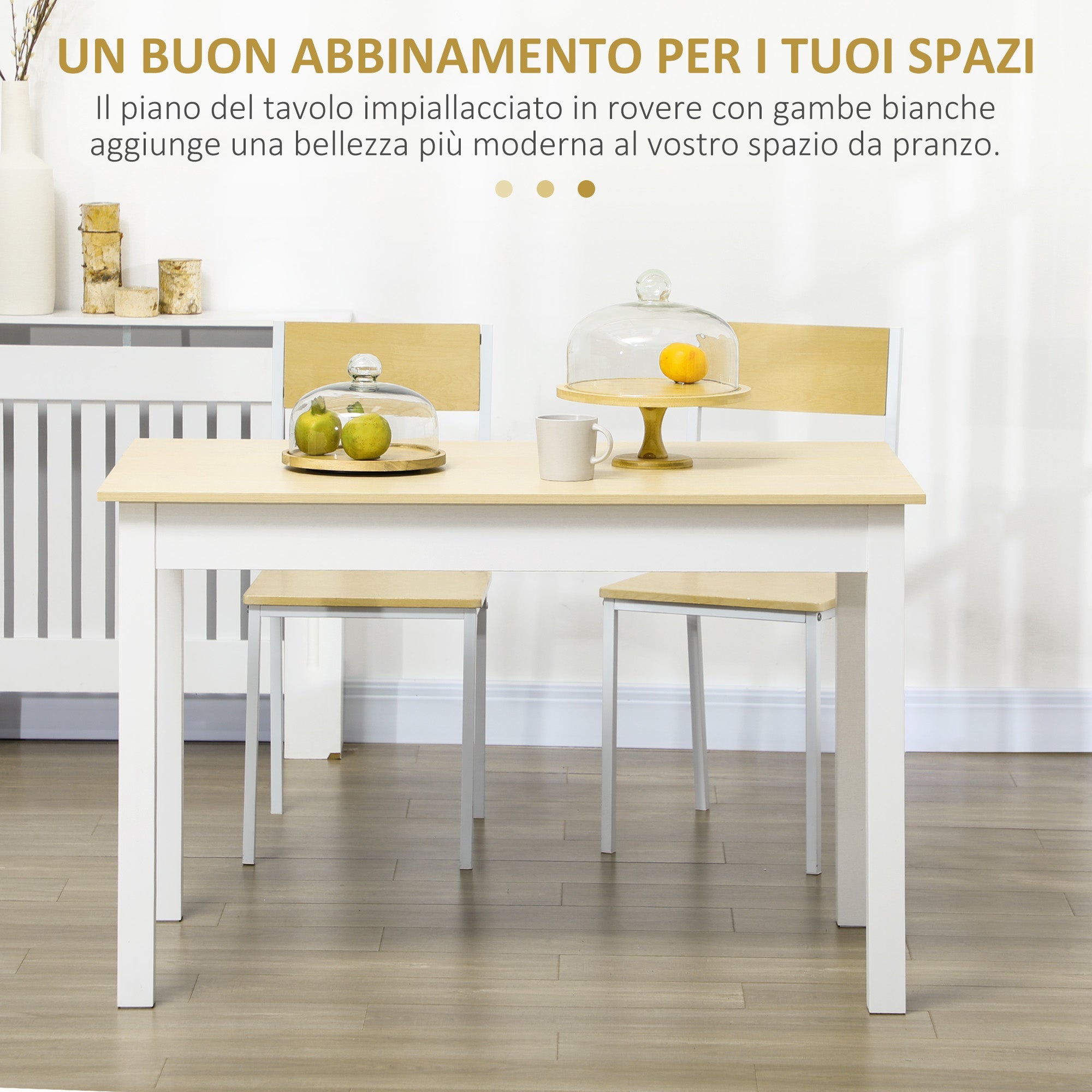 Tavolo da Pranzo 4-6 Persone 119x70x75cm Bianco e Legno