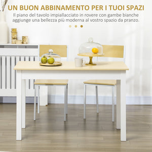 Tavolo da Pranzo 4-6 Persone 119x70x75cm Bianco e Legno