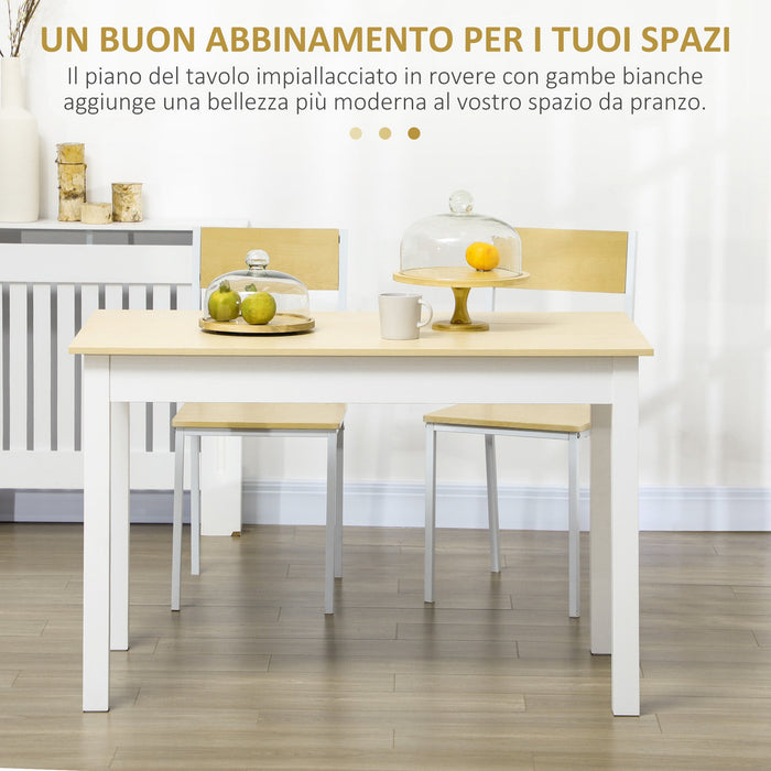 Tavolo da Pranzo 4-6 Persone 119x70x75cm Bianco e Legno