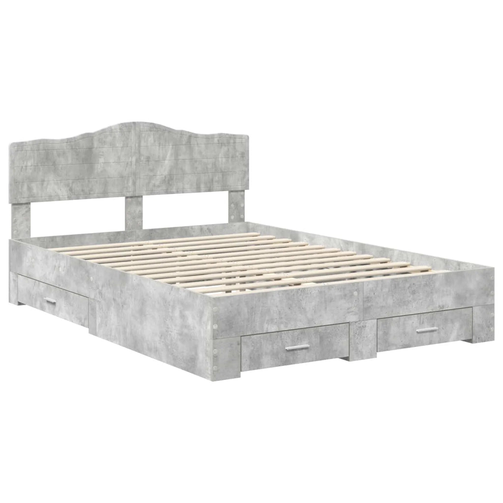 Struttura del letto con testiera Grigio cemento 150 x 200 cm