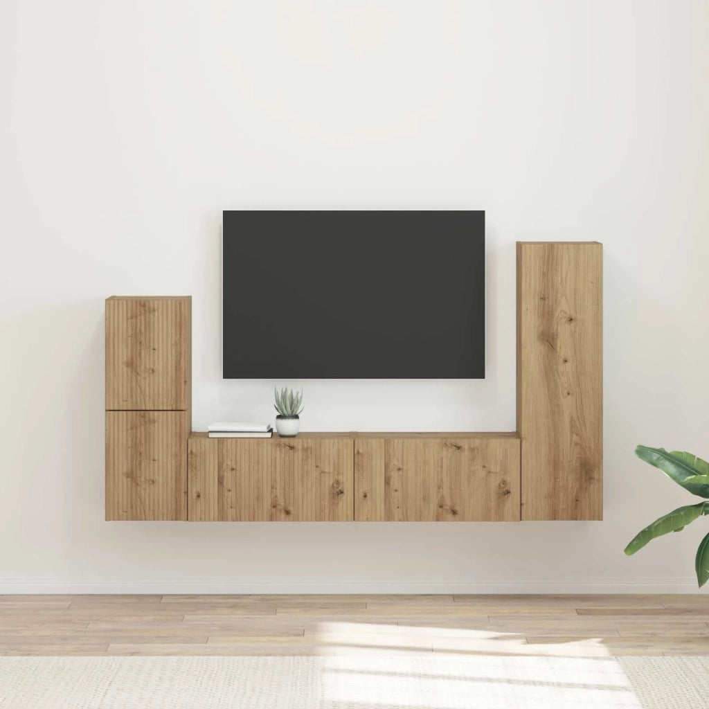 Set mobile TV 4 pcs Rovere artigianale Legno multistrato