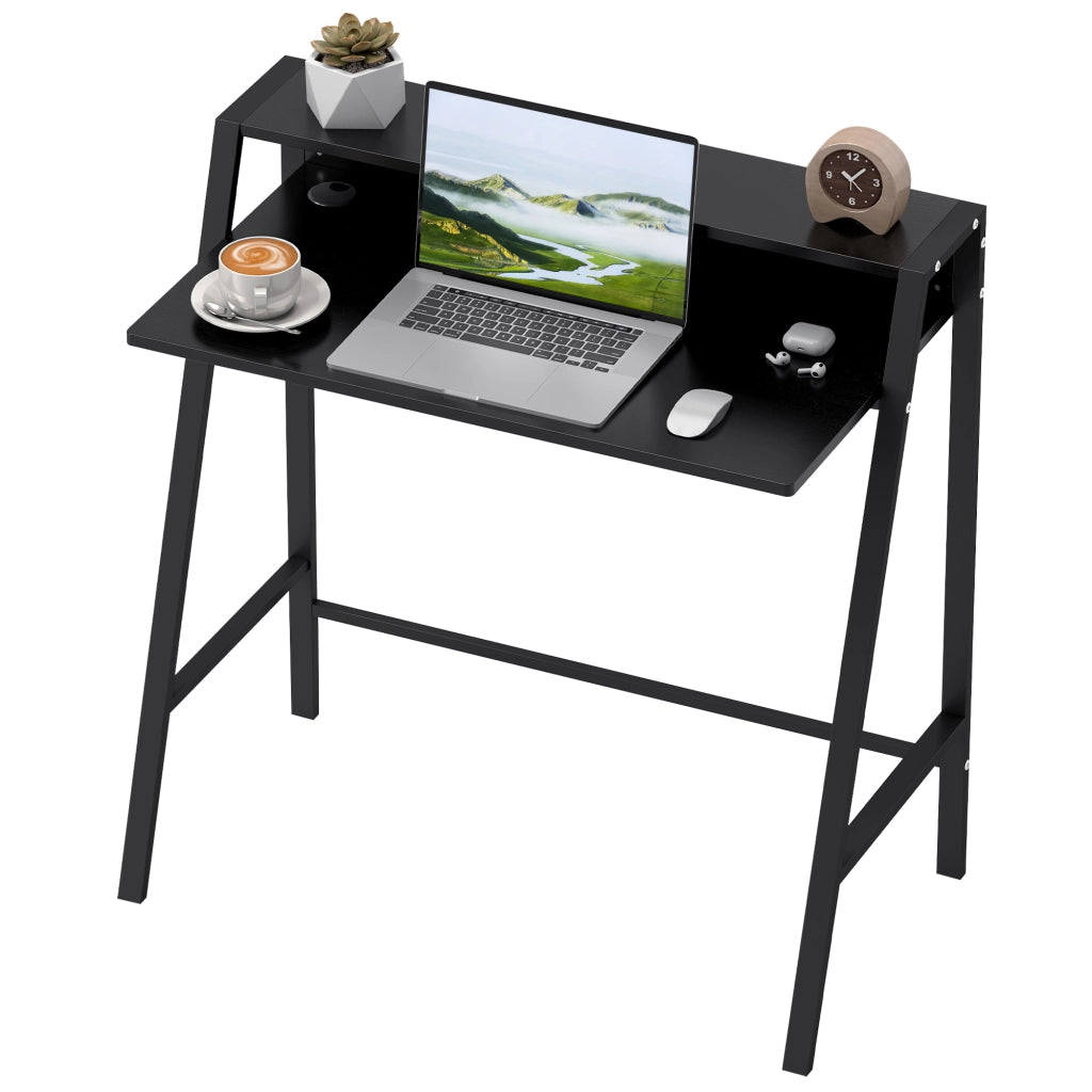 Scrivania con ripiano e gestione cavi ¨C Xylo ¨C nero metallo 84x45x85 cm