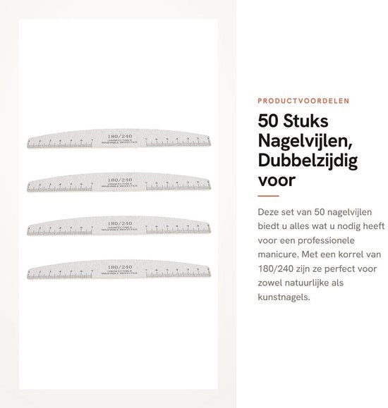 Vijlen per unghie 50 pezzi - 180/240 corde - vijlen a doppia faccia per acrilico e gel - qualità professionale per manicure e hobby