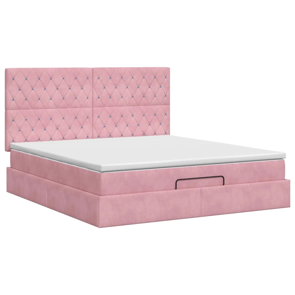 Letto ottomano con materasso Rosa 180 x 200 cm Velluto 3457670