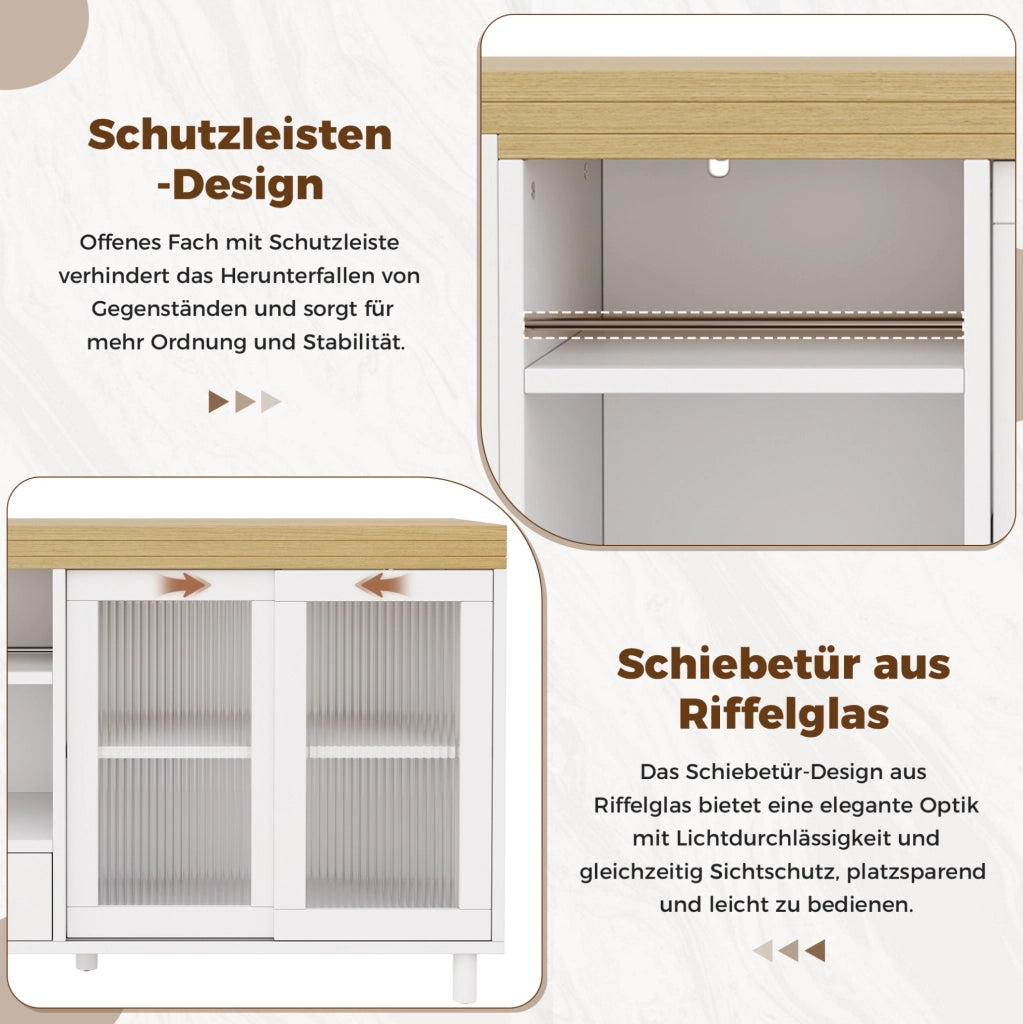 Tavolo da pranzo estensibile 120x40x75,5 cm in MDF bianco con contenitore