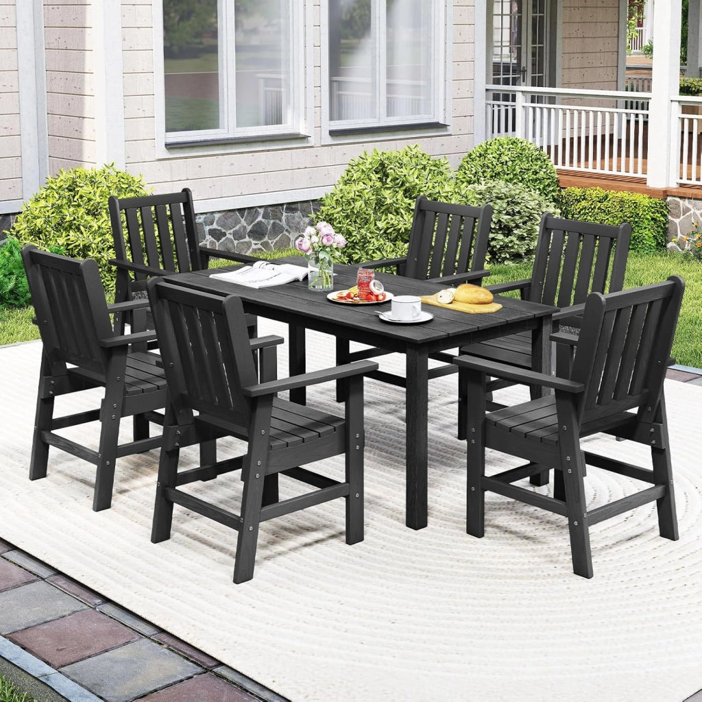 Sedie da giardino con design a lamelle, sedie da campeggio con schienale inclinato e braccioli, sedie da terrazza per veranda, balcone (nero)