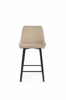 E-STYLO Sgabello da cucina in tessuto beige con gambe nere, imbottito con poggiapiedi, 50cm X 44cm H. 94cm.