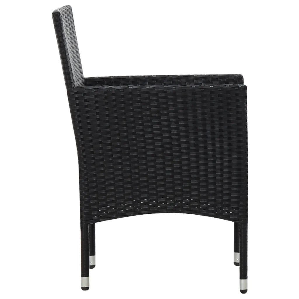 Set Divani da Giardino 5 pz con Cuscini in Polyrattan Nero 45893