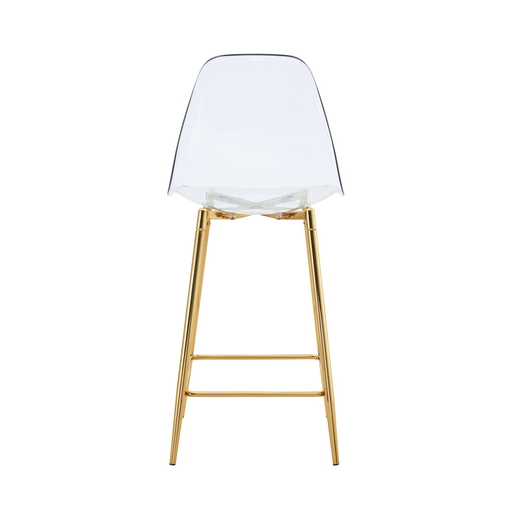 Sgabello da bar trasparente con struttura in metallo e poggiapiedi, design moderno oro 66,5 × 48,0 × 37,0 cm