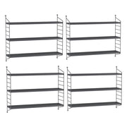 Set di 4 Scaffali da Parete Strängnäs a 3 Ripiani Regolabili  50 x 60 x 15 cm Acciaio Grigio scuro [en.casa]