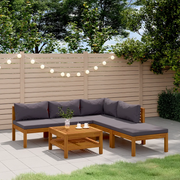 Set Divani da Giardino 6 pz con Cuscini in Massello di Acacia cod mxl 38172